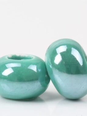 Glossy Seafoam Green Large Hole Glass Bead